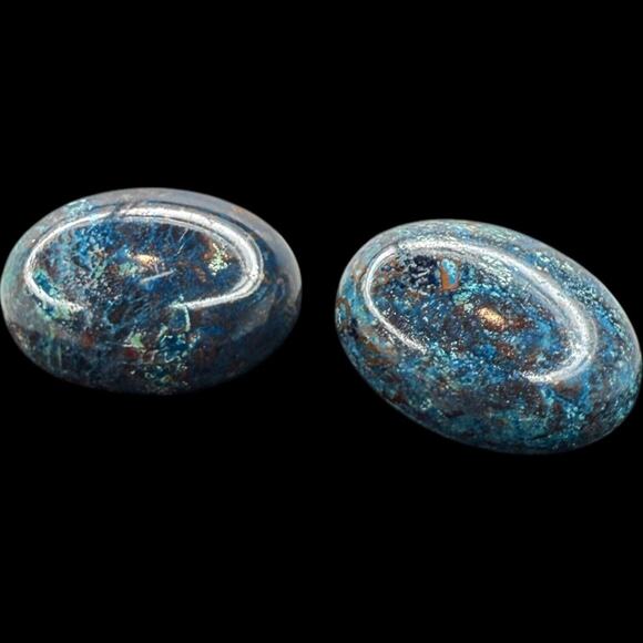 Margo Morrison Polished Blue Apatite Sterling Silver Doublet Stud Clip Earring - Picture 1 of 10
